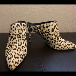 Oran leopard-print calf hair mules